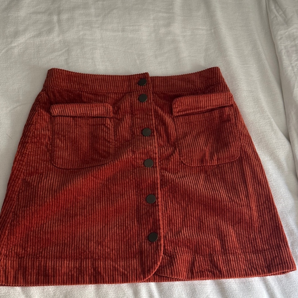 LOFT A-Line Corduroy Skirt in Deep Red